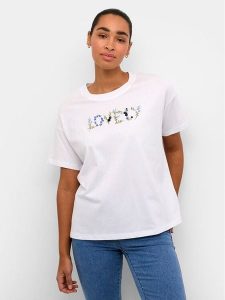 Kaffe T-Shirt Firia 10508406 Biały Regular Fit. Białe t-shirty Kaffe, l, bez wzorów, z bawełny, bez kołnierzyka, bez ramiączek. Za 89,99 zł.