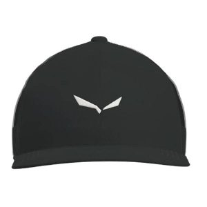 Czapka baseballowa z siatki z logo Salewa Eagle. Czarne czapki Salewa, bez wzorów, z bawełny. Za 134,99 zł.