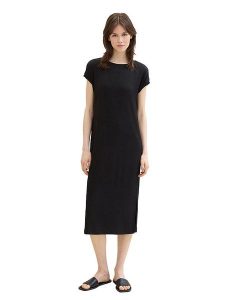 Tom Tailor Sukienka w kolorze czarnym rozmiar: XS. Czarne sukienki Tom Tailor, na co dzień, xs, bez wzorów, bez kołnierzyka, bez ramiączek, midi, proste. Za 43,88 zł.