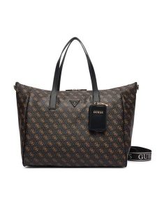Guess Torebka Latona TWHQ92 11017 Czarny. Czarne shopper bag Guess, z aplikacjami, ze skóry, bez dodatków. Za 794,99 zł.