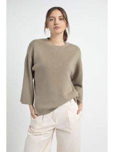 Josephine & Co Sweter "James" w kolorze oliwkowym rozmiar: L. Brązowe swetry oversize Josephine & Co, l, bez wzorów, z wełny, bez ramiączek. Za 267,29 zł.