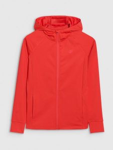 4F Bluza treningowa regular szybkoschnąca damska - czerwona L. Czerwone bluzy 4f, l, bez wzorów, z dzianiny, z kapturem. W wyprzedaży za 139,99 zł.