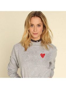 WOOOP Bluza "Little Heart" w kolorze szarym rozmiar: S. Szare bluzy Wooop, s, bez wzorów, z bawełny, bez kaptura. Za 108,99 zł.