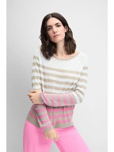Cinque Sweter ''Cimariella'' w kolorze jasnoróżowo-biało-beżowym rozmiar: XXL. Białe swetry oversize Cinque, xxl, bez wzorów, ze splotem, bez ramiączek. Za 154,95 zł.
