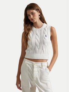 Polo Ralph Lauren Sweter 211959295001 Biały Slim Fit. Białe swetry klasyczne Polo Ralph Lauren, s, z bawełny, bez kołnierzyka. Za 583,99 zł.