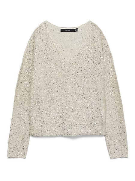 Vero Moda Sweter w kolorze kremowym rozmiar: M. Brązowe swetry oversize Vero Moda, m, bez wzorów, z materiału, bez ramiączek. Za 100,28 zł.