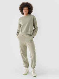 4F Spodnie dresowe joggery oversize damskie - oliwkowe XL. Brązowe spodnie dresowe 4f, s, bez wzorów, z bawełny. W wyprzedaży za 79,99 zł.