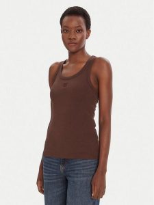HUGO Top Datamia 50514489 Brązowy Slim Fit. Brązowe topy Hugo, s, bez wzorów, z bawełny, bez kołnierzyka, bez ramiączek. Za 159,99 zł.