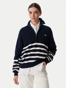 Tommy Jeans Sweter DW0DW22928 Granatowy Regular Fit. Niebieskie swetry klasyczne Tommy Jeans, xs, z bawełny, bez kołnierzyka. Za 449,99 zł.
