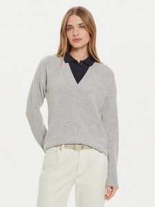 Tommy Hilfiger Sweter WW0WW43101 Szary Relaxed Fit. Szare swetry klasyczne TOMMY HILFIGER, l, z wełny, bez kołnierzyka. Za 559,99 zł.
