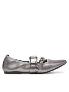 DKNY Baleriny Dade K1511477 Srebrny. Szare balerinki DKNY, bez wzorów, ze skóry, bez obcasa, bez zapięcia. Za 359,99 zł.