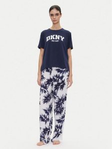 DKNY Piżama YI70052 Granatowy Regular Fit. Niebieskie piżamy DKNY, bez wzorów, z wiskozy, bez ramiączek. Za 259,99 zł.
