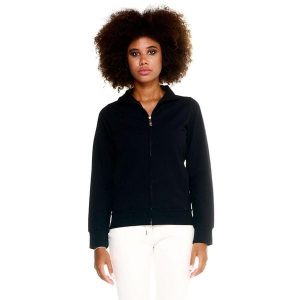 Damska bluza Leone Basic z zamkiem błyskawicznym na całej długości. Czarne bluzy LEONE 1947 APPAREL, l, bez wzorów, z tkaniny, bez kaptura. W wyprzedaży za 167,70 zł.