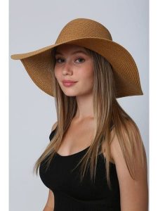 Lucky Bees Kapelusz przeciwsłoneczny w kolorze jasnobrązowym rozmiar: onesize. Brązowe kapelusze Lucky Bees, bez wzorów, z materiału. Za 73,99 zł.