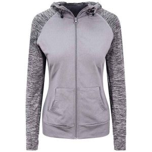 Damska Bluza Z Kapturem Z Kontrastowym Zamkiem Błyskawicznym. Szare bluzy JUST COOL, l, bez wzorów, z kapturem. Za 157,99 zł.
