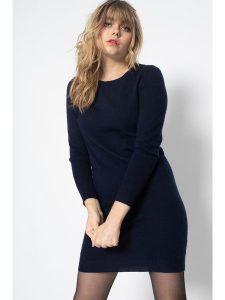 Perfect Cashmere Kaszmirowa sukienka "Molli" w kolorze granatowym rozmiar: L. Niebieskie sukienki Perfect Cashmere, l, bez wzorów, z kaszmiru, bez kołnierzyka, bez ramiączek, mini. Za 413,99 zł.