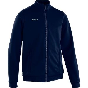 Bluza piłkarska Kipsta Essential trening. Zielone bluzy KIPSTA, bez wzorów, z elastanu, bez kaptura. Za 69,99 zł.