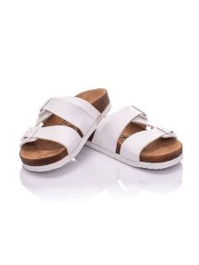 Moosefield Skórzane klapki w kolorze białym rozmiar: 38. Białe klapki Moosefield, bez wzorów, z otwartym noskiem, bez obcasa. Za 140,86 zł.