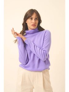 Just Cashmere Kaszmirowy golf w kolorze fioletowym rozmiar: XL. Różowe golfy Just Cashmere, bez wzorów, z kaszmiru. Za 480,90 zł.