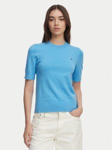 Tommy Hilfiger Sweter WW0WW49705 Niebieski Slim Fit. Niebieskie swetry klasyczne TOMMY HILFIGER, xl, z bawełny, bez kołnierzyka. Za 369,99 zł.