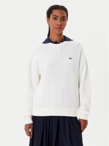 Lacoste Sweter AF4158 Écru Regular Fit. Swetry klasyczne Lacoste, z bawełny, bez kołnierzyka. Za 529,99 zł.