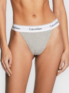 Calvin Klein Underwear Stringi 000QF7013E Szary. Szare stringi Calvin Klein Underwear, bez wzorów, z bawełny. Za 99,99 zł.