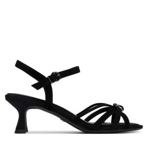 Sandały Tamaris. Czarne sandały Tamaris, bez wzorów, bez obcasa, na słupku, bez zapięcia. Za 329,99 zł.