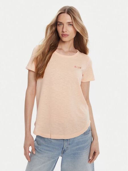 Roxy T-Shirt ERJZT05731-MEF0 Pomarańczowy Regular Fit. Brązowe t-shirty Roxy, l, bez wzorów, z bawełny, bez kołnierzyka, bez ramiączek. Za 79,99 zł.
