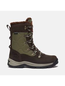 Timberland Skórzane kozaki zimowe "Chocorua" w kolorze oliwkowo-brązowym rozmiar: 38. Brązowe kozaki Timberland, na zimę, bez wzorów, z materiału, bez obcasa, bez zapięcia. Za 550,36 zł.