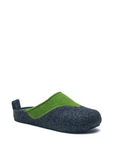 Comfortfusse Wełniane kapcie w kolorze granatowo-zielonym rozmiar: 36. Niebieskie kapcie Comfortfüße, bez wzorów, z materiału. Za 260,99 zł.