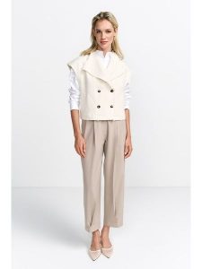 Rich & Royal Kamizelka w kolorze kremowym rozmiar: 34. Brązowe kamizelki Rich & Royal, bez wzorów, bez kołnierzyka, bez ramiączek, bez kaptura. Za 282,99 zł.