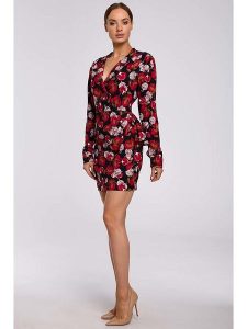 Made of emotion Sukienka w kolorze granatowo-czerwonym rozmiar: M. Czerwone sukienki Made Of Emotion, m, bez wzorów, bez kołnierzyka, bez ramiączek, mini, kopertowe. Za 96,83 zł.