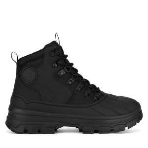 Trzewiki Hunter. Czarne botki Hunter, bez wzorów, bez obcasa, na płaskiej podeszwie, bez zapięcia. Za 359,99 zł.