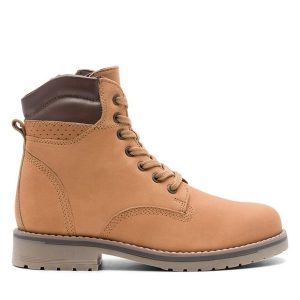 Trapery Lasocki. Brązowe buty zimowe Lasocki, bez obcasa, bez zapięcia. Za 259,99 zł.