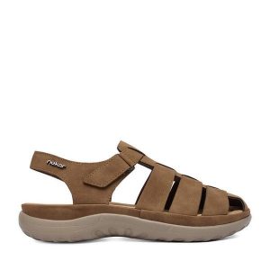 Sandały Rieker. Brązowe sandały Rieker, bez wzorów, bez obcasa, na płaskiej podeszwie, bez zapięcia. Za 319,99 zł.