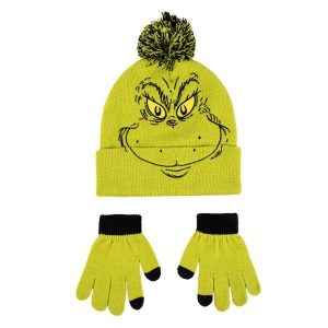 Czapka i rękawiczki Cerda The Grinch. Zielone czapki CERDA, bez wzorów, z materiału, eleganckie. Za 60,75 zł.