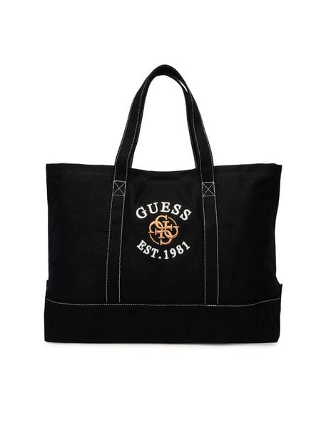 Guess Torebka V6RZ04 WL000 Czarny. Czarne shopper bag Guess, z aplikacjami, z materiału, bez dodatków. Za 179,99 zł.