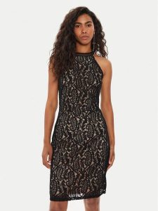 Guess Sukienka koktajlowa New Liza W4YK0K KC760 Czarny Bodycon Fit. Czarne kombinezony Guess, xl, z aplikacjami, z syntetyku, wizytowe, bez kołnierzyka, bez ramiączek, bodycon. Za 329,99 zł.
