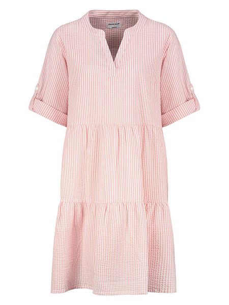 Fresh Made Sukienka w kolorze jasnoróżowo-białym rozmiar: L. Białe sukienki Fresh Made, l, bez wzorów, z bawełny, bez kołnierzyka, bez ramiączek, midi. Za 100,75 zł.