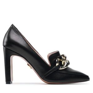 Półbuty Baldowski. Czarne czółenka Baldowski, bez wzorów, bez obcasa, na obcasie, bez zapięcia. Za 359,99 zł.