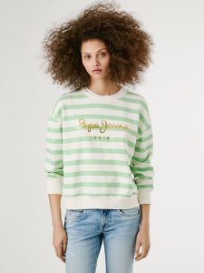 Pepe Jeans Bluza "Anna" w kolorze biało-zielonym rozmiar: M. Białe bluzy Pepe Jeans, m, bez wzorów, z jeansu, bez kaptura. Za 171,28 zł.