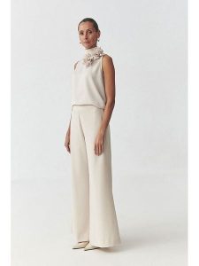 TATUUM Spodnie w kolorze kremowym rozmiar: 40. Brązowe spodnie z wysokim stanem Tatuum, bez wzorów, z materiału, z podwyższonym stanem. Za 165,31 zł.