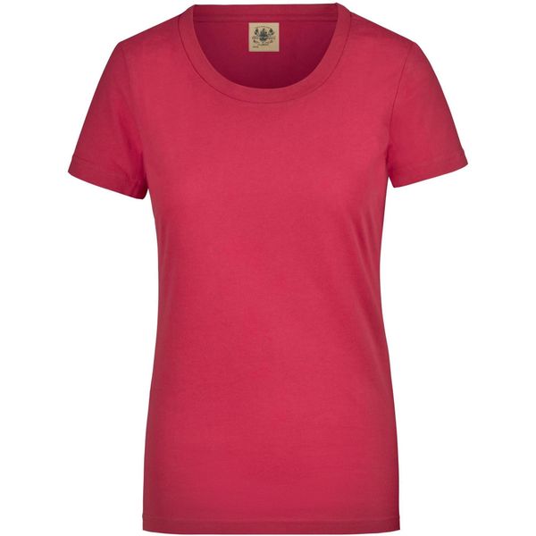 Koszulka Vintage Damska James & Nicholson z Bawełny. Czerwone bluzki GLENMUIR, m, bez wzorów, z bawełny, eleganckie, bez kołnierzyka, bez ramiączek. Za 128,99 zł.