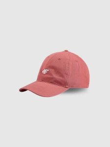 4F Czapka z daszkiem strapback uniseks - różowa XS/S (56cm). Czerwone czapki 4f, bez wzorów, z bawełny, klasyczne. Za 49,99 zł.