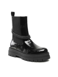 DeeZee Botki H13119-4 Czarny. Czarne botki DeeZee, bez wzorów, ze skóry, bez obcasa, na płaskiej podeszwie, bez zapięcia. Za 199,99 zł.