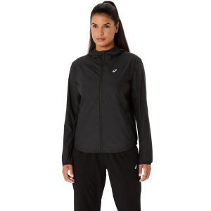 Damska kurtka wodoodporna Asics Core. Czarne kurtki ASICS, bez wzorów, bez kaptura. Za 308,50 zł.