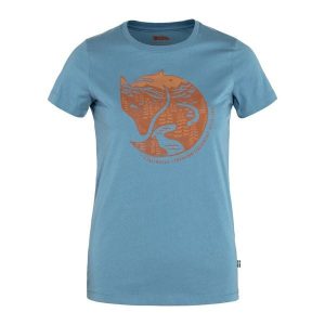Koszulka trekkingowa damska Fjällräven Arctic Fox. Niebieskie bluzki Fjällräven, xs, bez wzorów, sportowe, bez kołnierzyka, bez ramiączek. Za 231,90 zł.