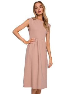 Made of emotion Sukienka w kolorze różowym rozmiar: XL. Różowe sukienki Made Of Emotion, xl, bez wzorów, bez kołnierzyka, bez ramiączek, midi. Za 132,05 zł.
