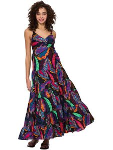 Aller Simplement Sukienka w kolorze czarnym ze wzorem rozmiar: 42. Czarne sukienki Aller Simplement, bez wzorów, z bawełny, bez kołnierzyka, bez ramiączek, maxi. Za 215,71 zł.