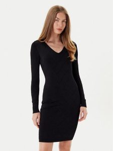 Marciano Guess Sukienka dzianinowa 5YGK23 5036Z Czarny Slim Fit. Czarne sukienki Marciano Guess, z aplikacjami, z dzianiny, bez kołnierzyka, bez ramiączek. Za 569,99 zł.